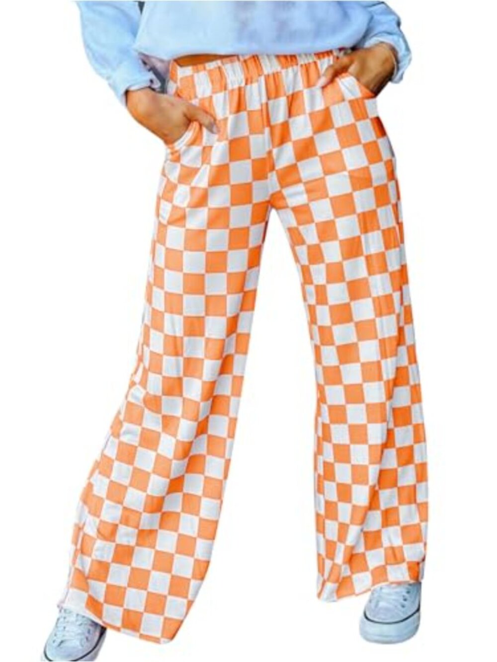 Wide Leg Checkered Lounge Pajama Pants with Pockets